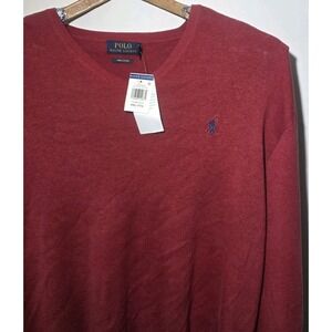 Polo‎ Ralph Lauren Pima Cotton V Neck Sweater Mens XXL Long Sleeves Flame Heat